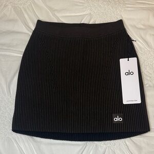 ALO Yoga Denim Knit High Waist Skirt Espresso/Black